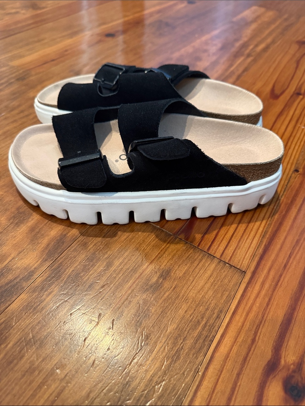 Papillio Birkenstock Womens 37 Arizona Chunky Black Suede Platform Sandals